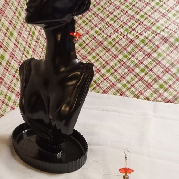 Steel Multi Color Handmade Hand Crafted Dangle Beaded Flower Earrings #57 - Picture 4 of 12